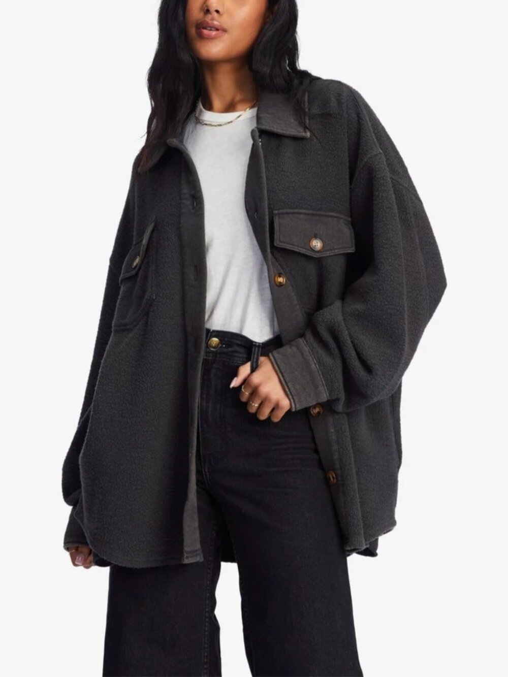 Billabong Anytime Shacket Oversized Button-Through Jacket